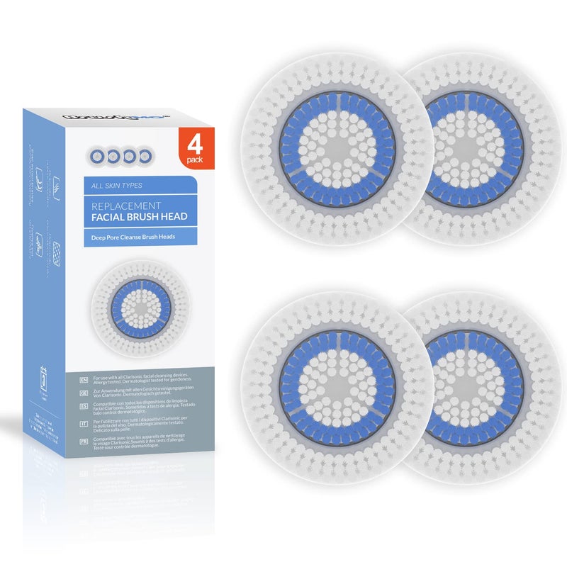 Brushmo Facial Brush Head Replacements Compatible with Clarisonic Mia 1, Mia 2, Mia Fit, Alpha Fit, Smart Profile Uplift and Alpha Fit, Deep Pore Facial 4 Pack (Deep Pore) - Image 1